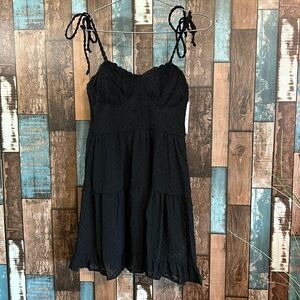 wild fable Black Swiss Dot Mini Dress with Tie Straps